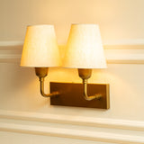 Divine Trends Brass Antique Finish Double Elbow Wall Lamp with Off White Lampshade