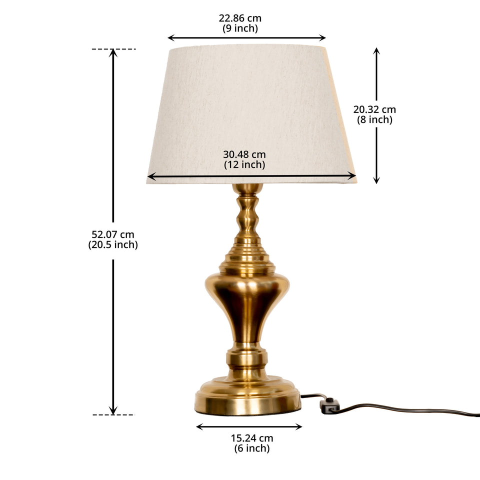 Divine Trends Antique Brass Finish Trophy Table Lamp 20.5 inches Height with 12 inches Off White Lampshade