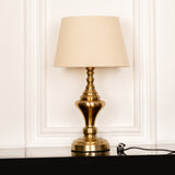 Divine Trends Antique Brass Finish Trophy Table Lamp 20.5 inches Height with 12 inches Off White Lampshade