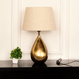 Divine Trends Drop Antique Brass Finish Table Lamp with Off White 12 inches Lampshade