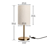 Divine Trends Bedroom Table Lamp Antique Brass Finish 19 inches Height with Off White Cylinder Lampshade