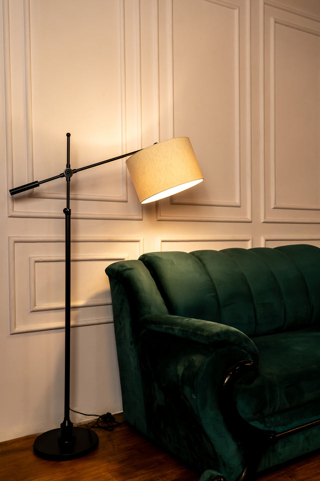 Divine Trends Black Polished Modern Reading Floor Lamp Task Standing - Adjustable Height & Moveable