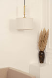 Divine Trends Brass Antique Cotton Fabric Lamp Shade Pendant Hanging Light 14" Diameter Off White Shade