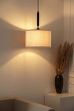 Divine Trends Black Polished Cotton Fabric Lamp Shade Pendant Hanging Light 14" Diameter Off White Shade
