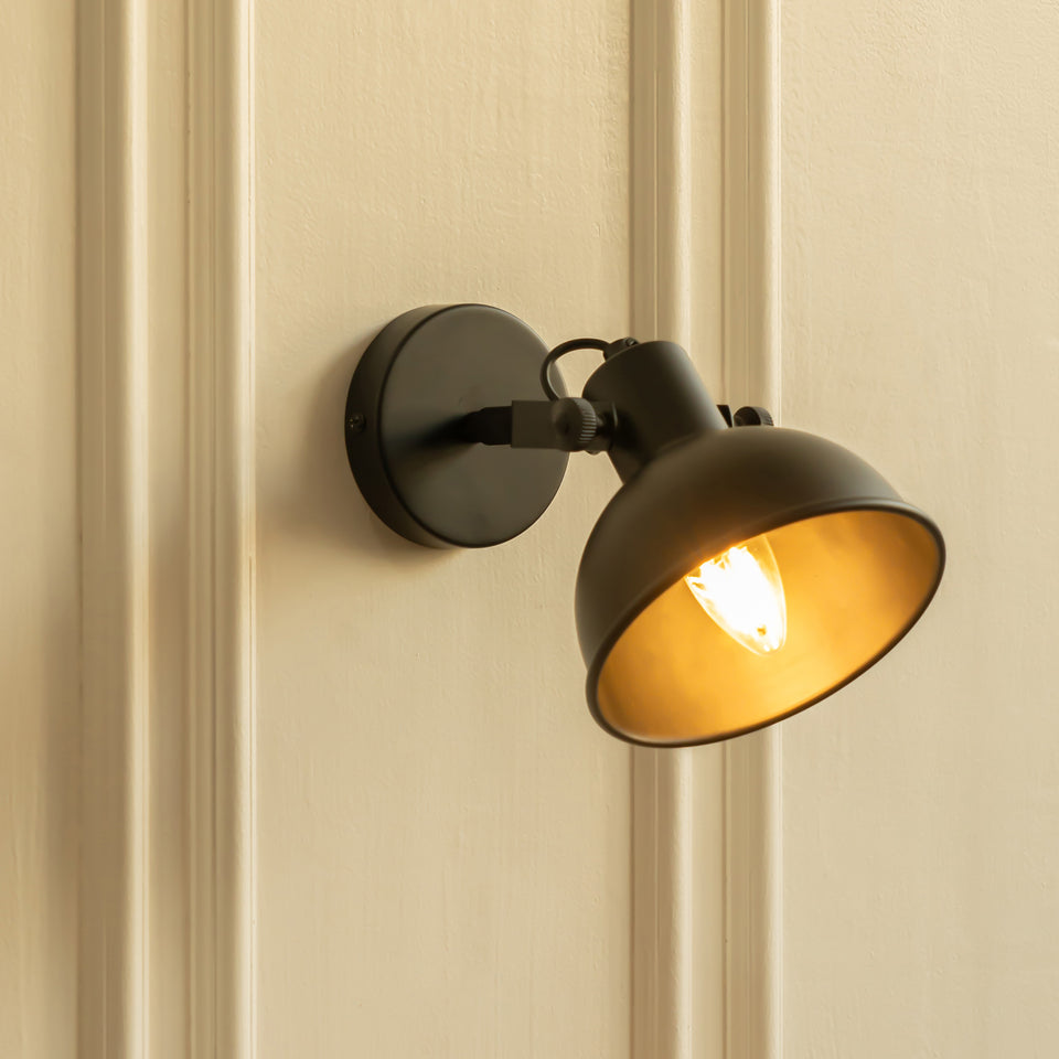 Divine Trends Black Polished Focus Wall Lamp with Rotation Adjustment