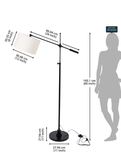 Divine Trends Black Polished Modern Reading Floor Lamp Task Standing - Adjustable Height & Moveable
