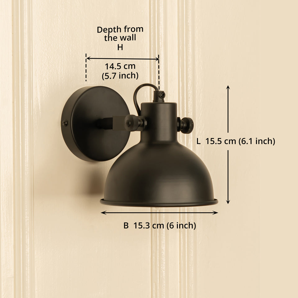 Divine Trends Black Polished Focus Wall Lamp with Rotation Adjustment