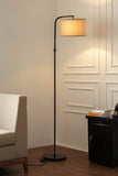 Divine Trends Black Polished Task Floor Lamp – Adjustable, 6 ft with Off-White Piping Fabric Shade