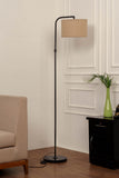 Divine Trends Black Polished Task Floor Lamp – Adjustable, 6 ft with Off-White Piping Fabric Shade