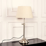 Divine Trends Satin Nickel Finish Adjustable Height Table Lamp with Off White 12 inches Lampshade