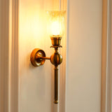 Divine Trends Brass Antique Finish Ball Wall Lamp with Chimney Crackled Glass Golden Luster Shade