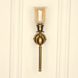 Divine Trends Brass Antique Finish Ball Wall Lamp with Chimney Crackled Glass Golden Luster Shade