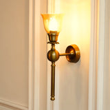 Divine Trends Brass Antique Finish Ball Wall Lamp with Cup Glass Golden Luster Shade