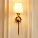 Divine Trends Brass Antique Finish Ball Wall Lamp with Off White Shade
