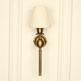 Divine Trends Brass Antique Finish Ball Wall Lamp with Off White Shade