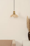 Divine Trends Pendant Hanging Glass Lamps Half Ribbed Golden Luster Pack of 1