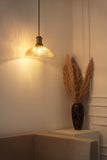 Divine Trends Pendant Hanging Glass Lamps Half Ribbed Golden Luster Pack of 1