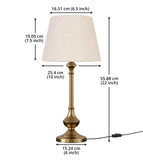 Divine Trends Brass Antique Gold Finish Table Lamp 22 Inches Height with Off White 10 Inches Diameter Lampshade