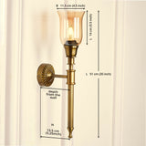 Divine Trends Brass Antique Finish Corrugated Wall Lamp with Chimney Glass Golden Luster Shade