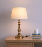 Table Lamp Brass Antique for Bedside, Living room with Off White Lamp Shade - Bedroom lamp 21 Inches Height