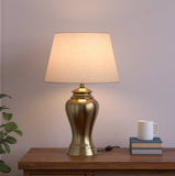 Divine Trends Table Lamp Brass Antique for Living room, Bedside table with Off White Lamp Shade - Royal lamp 23 Inches Height