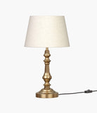 Table Lamp Brass Antique for Bedside, Living room with Off White Lamp Shade - Bedroom lamp 21 Inches Height