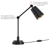 Study Reading Table Lamp Black Polished for Office, Bedroom, Work Purpose - Adjustable and Moveable