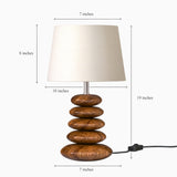 Wooden Pebble Table Lamp 18 Inches Height With 10 Inches Diameter Lamp Shade For Bedroom, Bedside, Living Room, Home Decoration, Hotel (Cream Jute, Pack of 1)