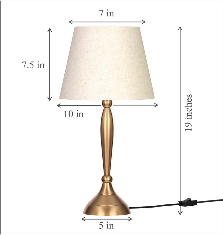 Divine Trends Table Lamp Brass Antique Gold 19 inches Height with Off White 10 inches Diameter Lampshade