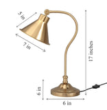 Divine Trends Study Desk Office Reading Curved Table Lamp Brass Antique with Adjustable Head Shade