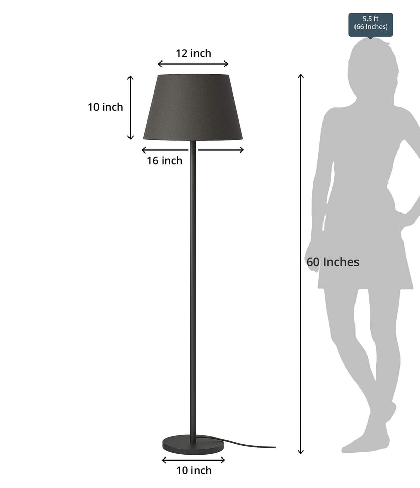Divine Trends Floor Lamp Standing Modern Black 5ft Height with Black Lamp Shade 16 inches