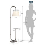 Divine Trends Modern Shelf Floor Lamp Standing Black 5ft Height with 10 Inches Shelf Diameter and Off White Lampshade