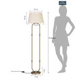 Modern Floor Lamp Standing Brass Antique Gold for Living room, Bedroom - 5ft Height with Off White Lamp Shade