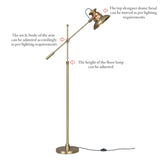 Modern Task Floor Lamp Focused Light Adjustable Standing for Reading, Work, Office, Decoration Purpose (Brass Antique Gold)