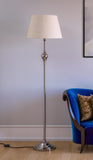 Royal Floor Lamp Standing Silver Nickel for Living room, Bedroom - 5ft Height with Off white Lamp Shade