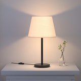 Table Lamp Black for Bedroom, Living Room with Off White Lamp Shade - Sleek Bedside lamp 19 Inches Height