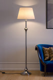 Royal Floor Lamp Standing Silver Nickel for Living room, Bedroom - 5ft Height with Off white Lamp Shade