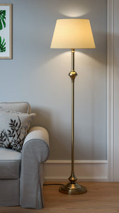 Royal Brass Antique Gold Floor Lamp Standing 5ft Height with Cream Lampshade 16 inches