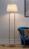 Modern Floor Lamp Standing Brass Antique Gold for Living room, Bedroom - 5ft Height with Off White Lamp Shade
