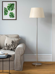 Floor Lamp Standing Modern Silver 5ft Height Off White Lampshade 16 inches Living Room Corner, Home, Hotel, Office