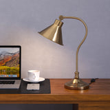 Divine Trends Study Desk Office Reading Curved Table Lamp Brass Antique with Adjustable Head Shade