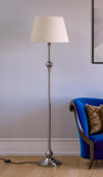Royal Floor Lamp Standing Silver Nickel for Living room, Bedroom - 5ft Height with Off white Lamp Shade
