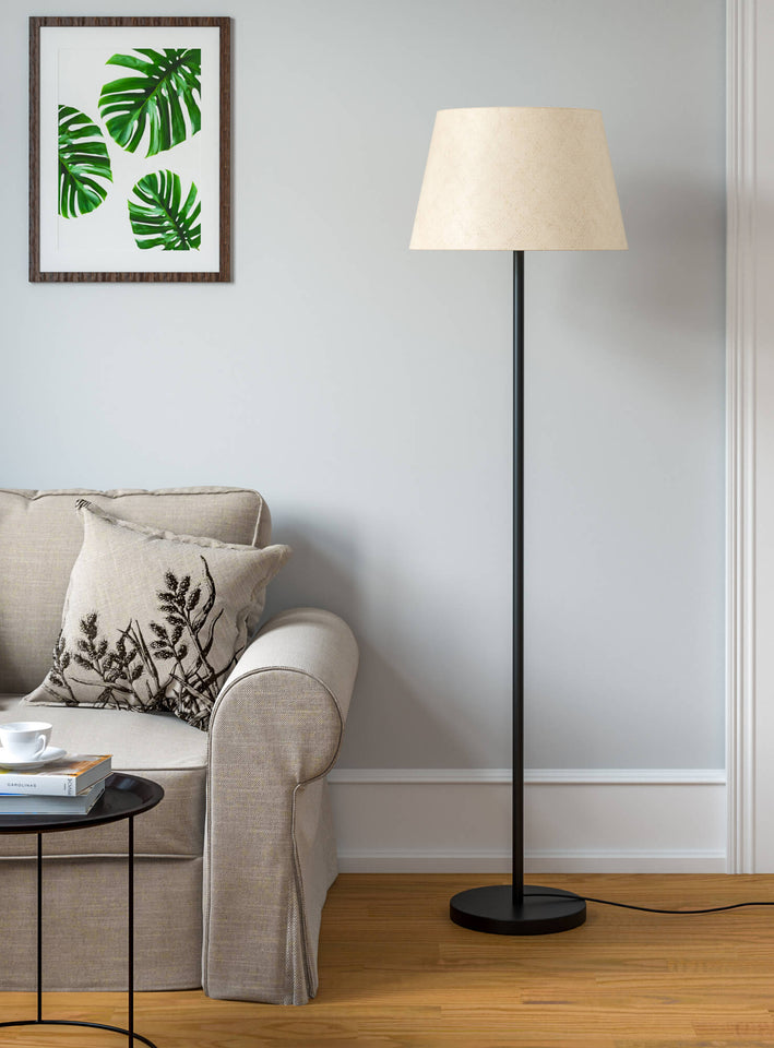Floor Lamp Standing Modern Black 5ft Height Off White Lamp Shade 16 inches for Living Room Corner, Home, Hotel, Office