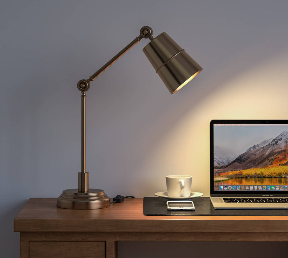 Study / Work Purpose Adjustable Head and Body Table Lamp Brass Antique for Study Room, Office, Bedside , Living Room, Bedroom, Hotel (Brass Antique)