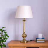 Table Lamp Brass Antique for Living room, Bedroom with Off White Lamp Shade - Bedside lamp 25 Inches Height