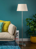 Floor Lamp Standing Modern Silver 5ft Height Off White Lampshade 16 inches Living Room Corner, Home, Hotel, Office