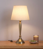 Divine Trends Table Lamp Brass Antique Gold 19 inches Height with Off White 10 inches Diameter Lampshade