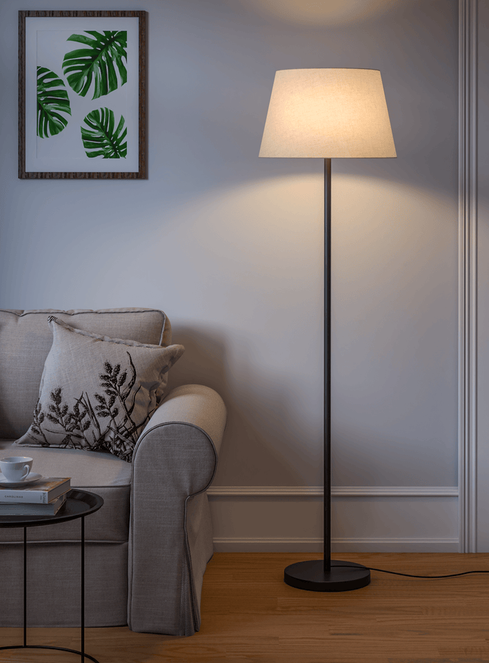 Floor Lamp Standing Modern Black 5ft Height Off White Lamp Shade 16 inches for Living Room Corner, Home, Hotel, Office