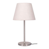 Table Lamp Silver Satin Nickel for Bedroom, Living Room with Off White Lamp Shade - Sleek Bedside lamp 19 Inches Height