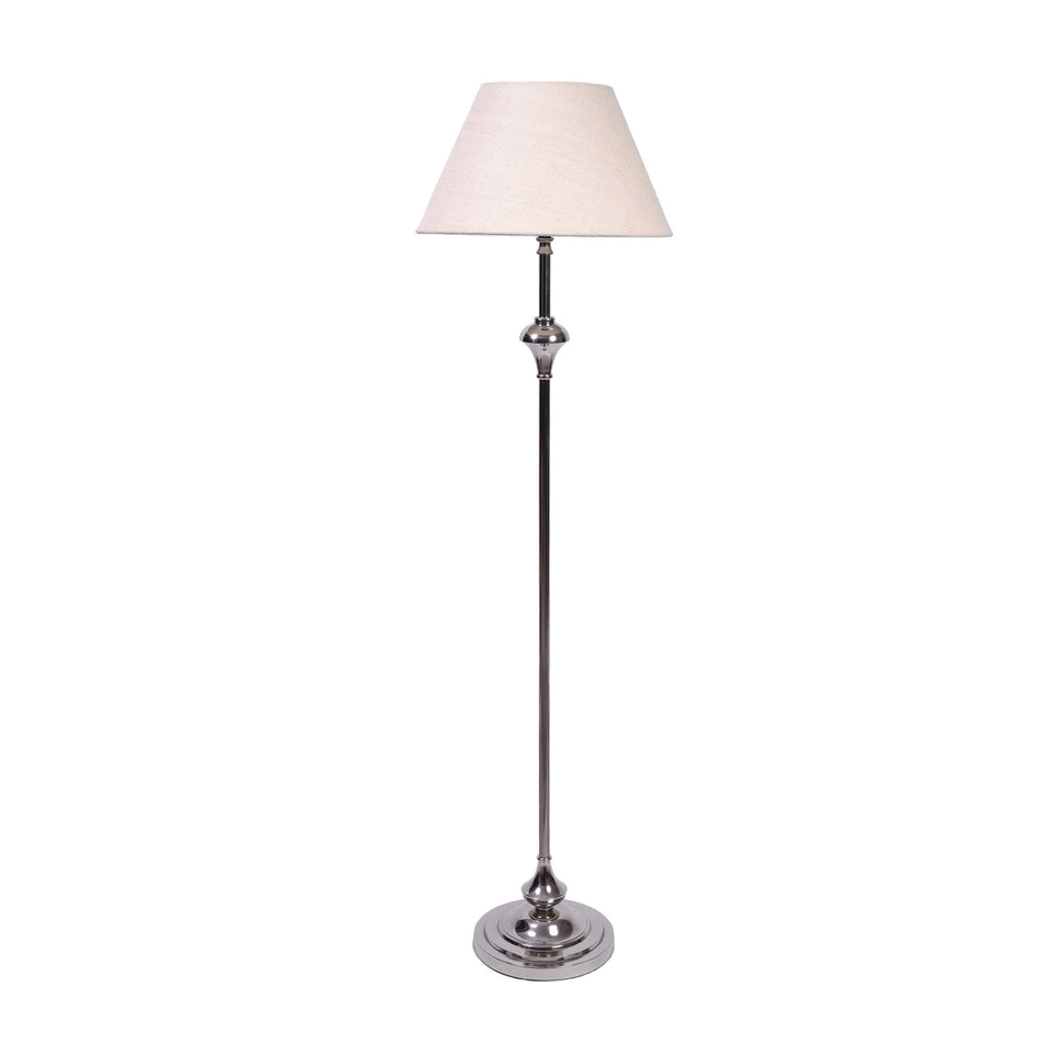 Royal Floor Lamp Standing Silver Nickel for Living room, Bedroom - 5ft Height with Off white Lamp Shade